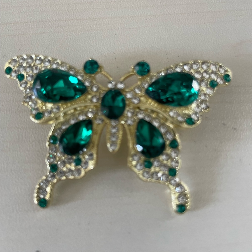 Vintage Like Butterfly Rhinestone Brooch
